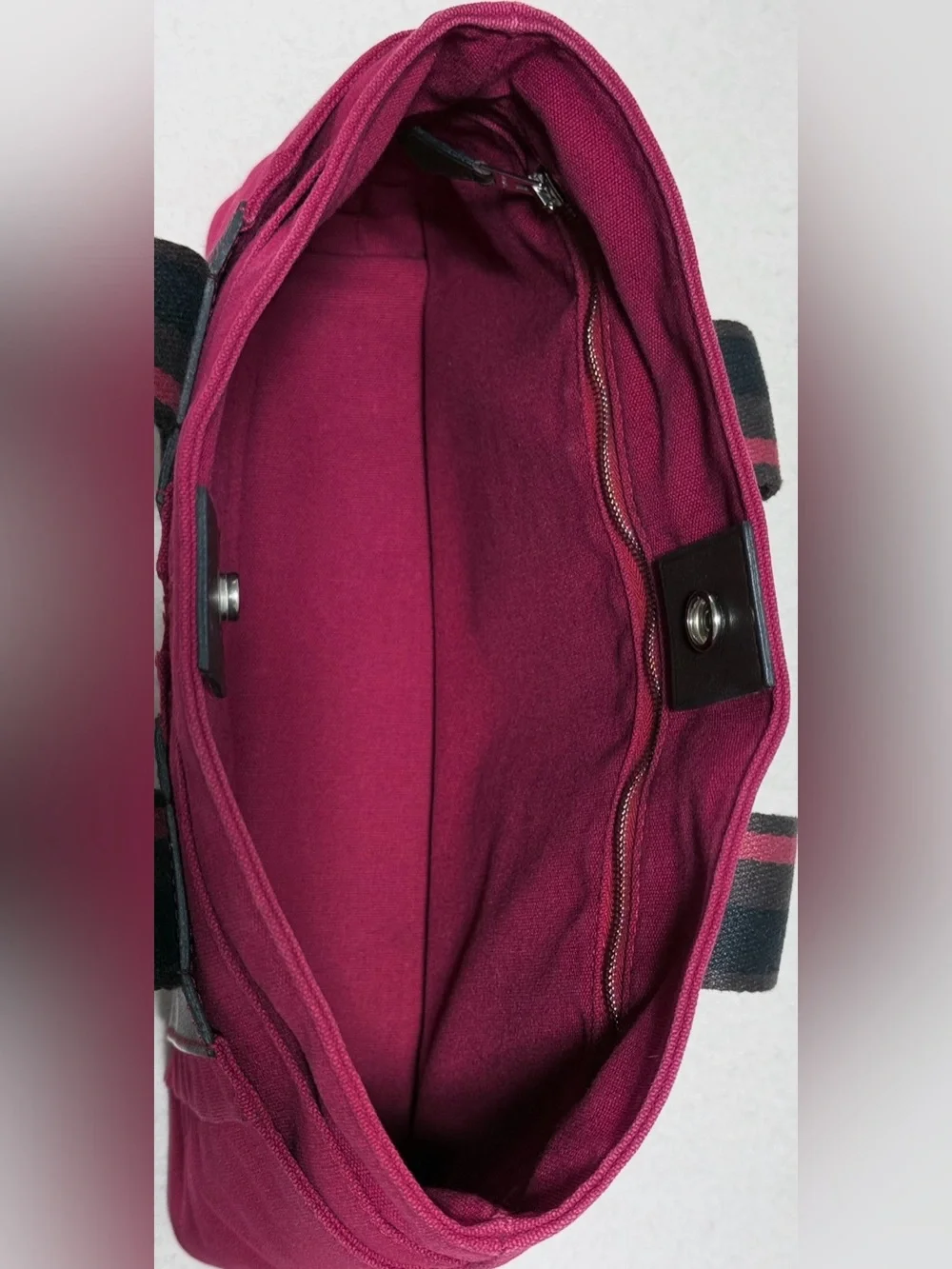 Hermes Magenta and Black Canvas Satchel